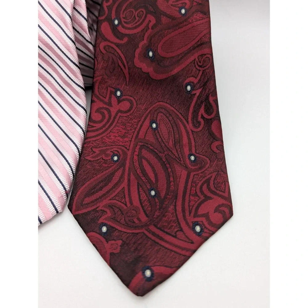 Chaps Tie Lot Of 3 Brand Mix  Striped Pink Silver, Red Black , Rhode Royce
